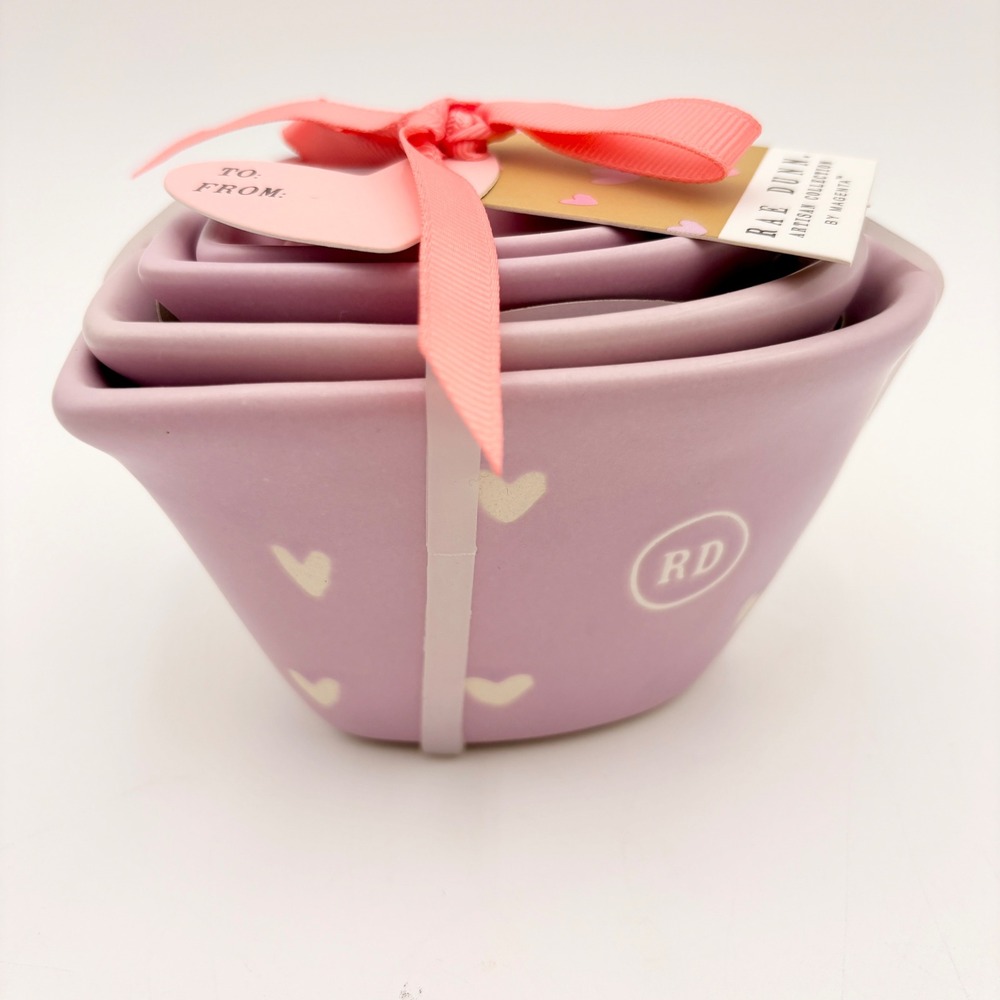 Rae Dunn Artisan Collection Heart Shaped Measuring Cups Set Lilac Valentine